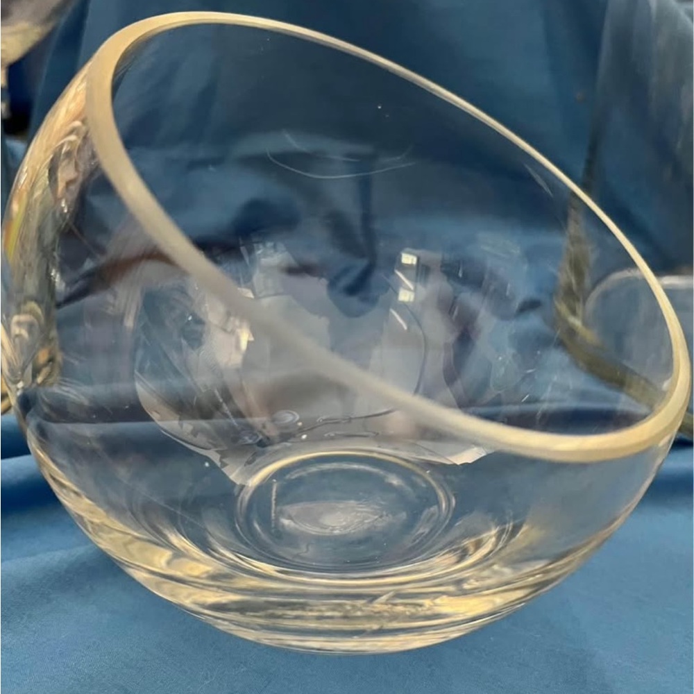 GLASS BOWL Clear Terrarium Slant Bowl 5” Diameter Opening NWOT No Callouts